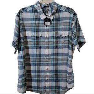 New Eddie Bauer Light Blue and White Casual Button Down Shirt 3XL